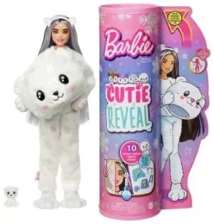 Barbie Cutie Reveal Snowflake Sparkle Polar Bear Doll - 30cm