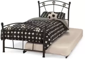 Serene Soccer 3ft Single Football Black Metal Guest Bed Frame