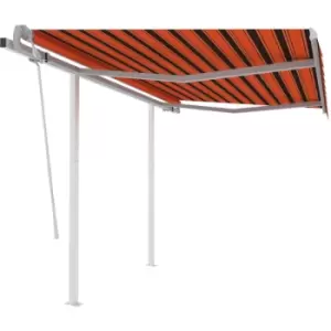 Vidaxl - Manual Retractable Awning with Posts 3.5x2.5 m Orange and Brown Multicolour