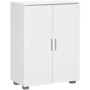 Modern Bathroom Cabinet, Freestanding Floor Cabinet w/ Storage, White - White - Kleankin