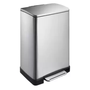 EKO Stainless steel waste collector with pedal, rectangular, capacity 40 l, non-fingerprint finish
