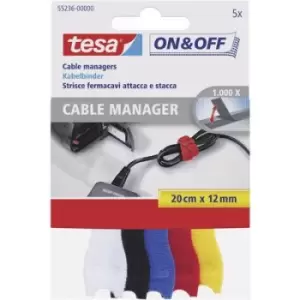 TESA On & Off 55236-00-00 Hook-and-loop cable tie for bundling Hook and loop pad (L x W) 200 mm x 12mm Multi-coloured 5 pc(s)