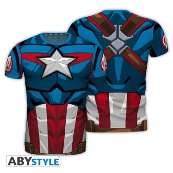 Marvel - Replica "Captain America" Mens Medium T-Shirt - Multi-Colour