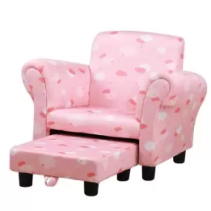 Cute Cloud Star Childs Armchair With Footrest Pink