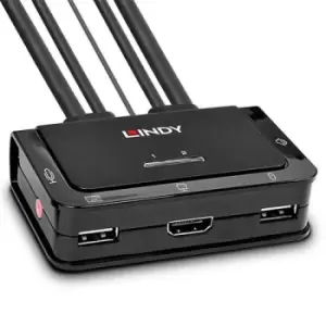Lindy 2 Port HDMI 2.0 18G USB 2.0 Cable KVM Switch