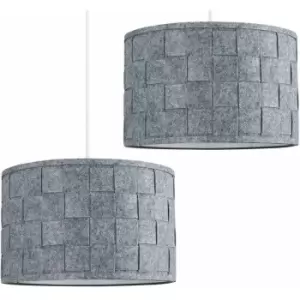 2 x Weave Ceiling Pendant Light Shades In Grey Felt