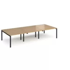 Bench Desk 6 Person Rectangular Desks 3600mm Oak Tops With Black Frames 1600mm Depth Adapt