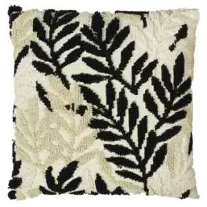 Caliko Botanical Tufted Cushion Natural/Black, Natural/Black / 45 x 45cm / Polyester Filled