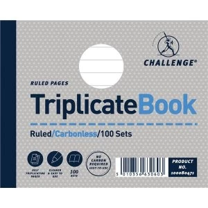Challenge 105mm x 130mm 100 Sheets Side Taped Perforated Ruled Triplicate Book Grey