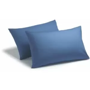 Charlotte Thomas Poetry Plain Dye 144 Thread Count Combed Yarns Mid-Blue Housewife Pillowcase Pair