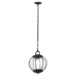 1 Light Small Outdoor Ceiling Chain Lantern Black, E27