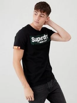 Superdry Camo International Infill T-Shirt - Black, Size XL, Men