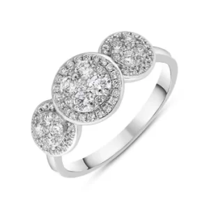 18ct White Gold Diamond Trilogy Cluster Ring