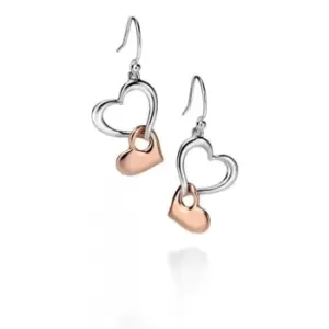 Rose Gold Plated & Silver Multi Hearts Earrings E4861