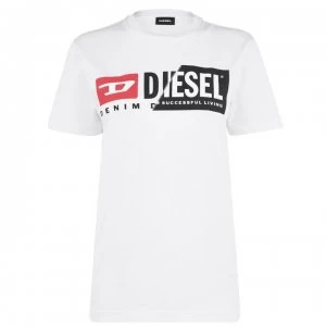 Diesel Asymmetrical Logo T Shirt - White 100