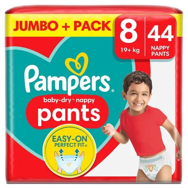 Pampers Baby Dry Nappy Pants Size 8 Jumbo Plus Pack 44 Nappies