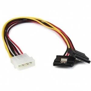 StarTech 12" LP4 to 2x Latching SATA Power Y Cable Splitter Adapter 4 Pin Molex to Dual SATA