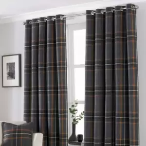 Riva Home Aviemore Checked Pattern Ringtop Curtains (90 x 72" (229 x 183cm)) (Rust) - Rust