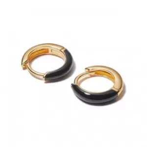 Black Huggie Hoop 18ct Gold Plated Earrings EE10_GP