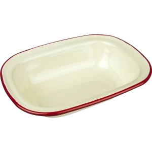 Oblong Pie Dish 20cm Cream with Red Trim 644020