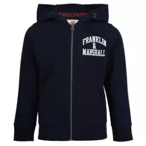 Franklin and Marshall Badge Zip Hoodie - Blue