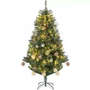 6ft Artificial Christmas Tree with LED Lights, Decoration, Auto Open - Green - Homcom