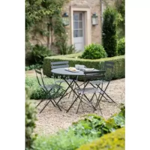 Rive Droite Outdoor Patio 4 Seater Bistro Table Chairs Grey Steel - Garden Trading