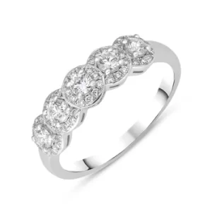 18ct White Gold Diamond Five Stone Pave Cluster Ring