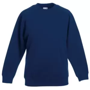 Fruit Of The Loom Childrens Unisex Raglan Sleeve Sweatshirt (7-8) (Navy)
