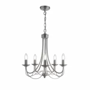 Nielsen Miseno 5 Way Traditional Classic Chandelier With Satin Silver Finish Ceiling Light