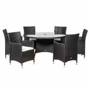 Amir Royalcraft Cannes 6 Seater KD Round Dining Set Synthetic Rattan - wilko