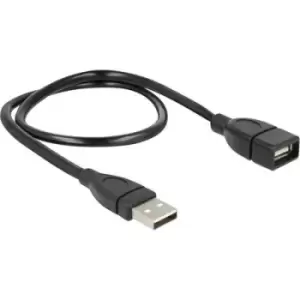 Delock USB cable USB 2.0 USB-A plug, USB-A socket 0.50 m Black flexible gooseneck cable 83499