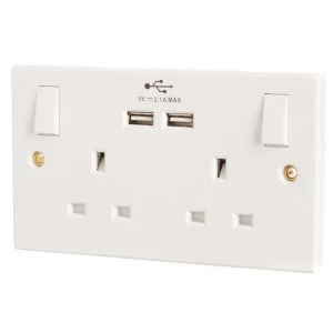 Connect It Connect It Double Wall Socket with 2 USB Sockets