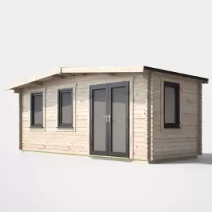 Power 8' x 18' Chalet Log Cabin - Right Side Double Door