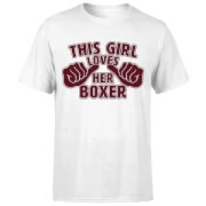 This Girl Loves Her Boxer T-Shirt - White - 3XL