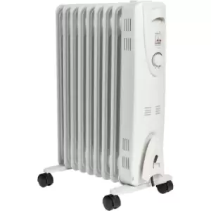 Mylek - Oil Radiator with Thermostat & Timer 2500w 11 Fin - White