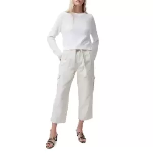French Connection Anesha Linen Belted V Neck Jumpsuit - White