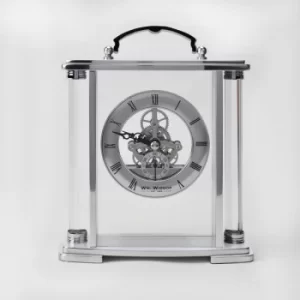 WM WIDDOP Glass & Silver Aluminium Carriage Clock