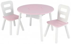 KidKraft Round Storage Table and Chair Set Pink White