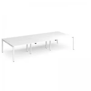 Adapt triple back to back desks 3600mm x 1600mm - white frame, white