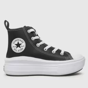 Converse Black All Star Hi Move Leather Girls Junior Trainers