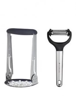 Masterclass Smart Space Foldable Potato Masher And Three In One Peeler Set