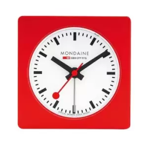 Mondaine Alarm Cube Clock Red 7cm