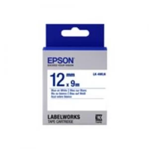 Epson LabelWorks LK-4WLN Label Tape Blue On White Roll (1.2cm x