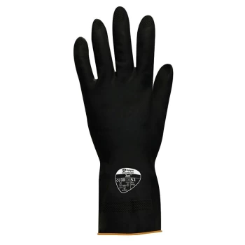 Jet 524 Heavy Duty Black Rubber Gloves - Size 6-6.5 - Polyco