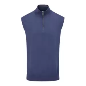 Oscar Jacobson Half Zip Sleeveless Sweater - Blue