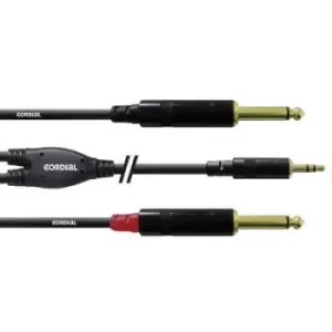 Cordial CFY3WPP Audio/phono Adapter cable [1x Jack plug 3.5mm - 2x Jack plug 6.35 mm] 3m Black
