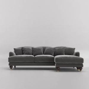 Swoon Holton Velvet Corner Sofa - Right Hand Side - Corner Sofa - Granite