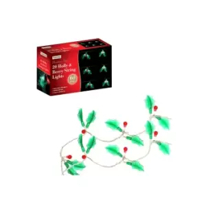 Holly Leaf and Berry LED Christmas Lights
