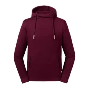 Russell Adults Unisex Pure Organic High Collar Hooded Sweatshirt (S) (Burgundy)